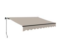 Outsunny toldo manual retráctil 360x220 cm toldo para balcón con manivela de aluminio 3 brazos y protección uv30+ toldo enrollable de exterior para jardín terraza ventanas crema