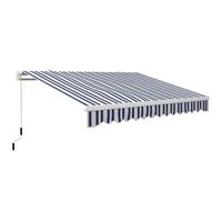 Outsunny Toldo Manual Retráctil 395x245 cm Ángulo Ajustable Brazo Articulado Anti-UV e Impermeable Montaje a Pared Azul y Blanco