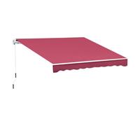 Outsunny Toldo para Patio Balcón Terraza Jardín con Brazo Articulado Aluminio Tela Poliéster 280g/m2 395x245 cm Rojo Aosom España