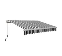 Outsunny Toldo Manual Retráctil 395x245 cm Ángulo Ajustable Brazo Articulado Anti-UV e Impermeable Montaje a Pared Azul y Blanco