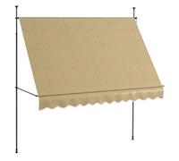 Outsunny toldo manual retráctil 3x1,2 m toldo exterior terraza enrollable altura ajustable con manivela 210-300 cm sin taladro protección uv30+ para balcón jardín beige 300 cm