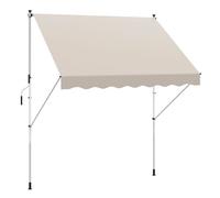 Outsunny toldo manual retráctil 3x1,5 m, toldo exterior terraza enrollable, altura ajustable 170-280 cm, con manivela, anti-uv e impermeable, sin taladro, para balcón, jardín, beige