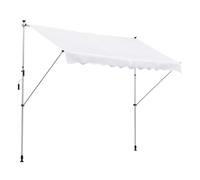 Outsunny Toldo Manual Retráctil Exterior 300x150x170-280 cm Altura Ajustable con Manivela Protección Solar para Patio Blanco Aosom España