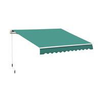 Outsunny toldo manual retráctil 3x2,5 cm, toldo exterior terraza con ángulo ajustable, brazo articulado, montaje a pared, estructura de aluminio, anti-uv e impermeable, para jardín, verde
