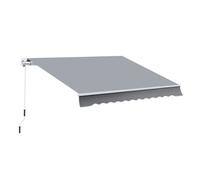 Outsunny toldo manual retráctil 3x2,5 cm, toldo exterior terraza con ángulo ajustable, brazo articulado, montaje a pared, estructura de aluminio, anti-uv e impermeable, para jardín, gris