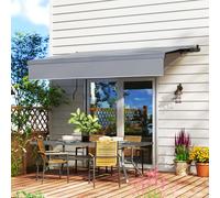 Outsunny Toldo Manual Retráctil 3x2 m Toldo Exterior Terraza Enrollable Ajustable con Manivela Protección UV50+ Estructura de Aluminio y Metal para Balcón Jardín Gris Gris claro