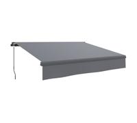 Outsunny toldo manual retráctil 3x2 m toldo exterior terraza enrollable ajustable con manivela protección uv50+ estructura de aluminio y metal para balcón jardín gris