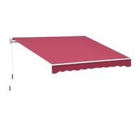 Outsunny Toldo Manual Retráctil 4x2,5 m Ángulo Ajustable Rojo | Toldo Exterior Terraza, Brazo Articulado, Estructura de Aluminio, Anti-UV e Impermeable, para Jardín