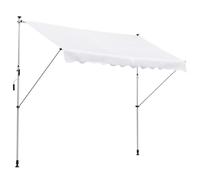 Outsunny Toldo Manual Retráctil Exterior 300x150x170-280 cm Altura Ajustable con Manivela Protección Solar para Patio Blanco Aosom España