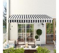 Outsunny Toldo Manual Retráctil Outsunny Aluminio, Poliéster Azul y Blanco 395x245x151.5 cm múltiple