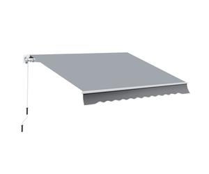 Outsunny Toldo Manual Retráctil Plegable 295x245 cm con Manivela Enrollable Aluminio Protección Solar para Ventanas Puertas Balcón Gris Aosom España