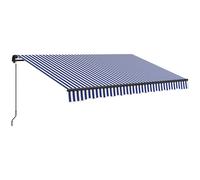 Outsunny Toldo Solar Toldo Terraza, incl. Manivela manual, resistente a la intemperie, 350x290 cm, Azul + Blanco Aosom España