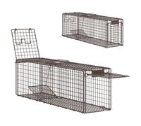 Outsunny trampa para animales vivos 100x24x30 cm trampa para ratas con 2 puertas y marco de acero para interior y exterior marrón