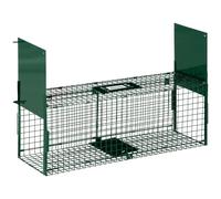 Outsunny Trampa para Animales Vivos 2 Puertas para Ratas 80x25x30 cm Verde | Jaula Trampa, Asa, Marco de Acero, para Ratones y Roedores