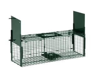 Outsunny Trampa para Animales Vivos 60x18x20 cm con 2 Puertas Asa y Marco de Acero para Conejos Ardillas Hurones Verde Aosom España