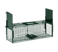 Outsunny Trampa para Animales Vivos 2 Puertas para Ratas 60x18x20 cm Verde | Jaula Trampa, Asa, Marco de Acero, para Ratones y Roedores