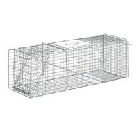 Outsunny Trampa para Animales Vivos Plegable con Asa 93x31x34,5 cm Plata | Jaula de Captura de Alambre, con Puerta, para Conejos Ratas Roedores