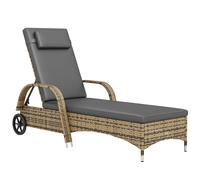 Outsunny Tumbona colchón inclinación regulable multiposiciones reposabrazos ruedas 200 x 73 x 30-103 cm amarillo Aosom España