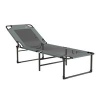 Outsunny Tumbona de Exterior Reclinable 4 Posiciones, Silla Plegable con Asa, Gris. Aosom España