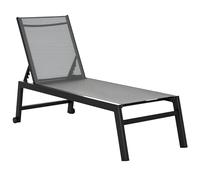 Outsunny Tumbona de Jardín de Aluminio Tumbona Exterior con Respaldo Reclinable en 5 Posiciones Carga 120 kg para Patio Terraza 169x65x102 cm Gris
