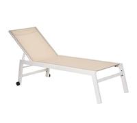 Outsunny Tumbona de Jardín de Aluminio Tumbona Exterior con Respaldo Reclinable en 5 Posiciones Ruedas Carga 120 kg para Patio Terraza 169x65x102 cm Beige