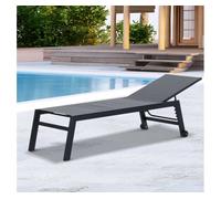 Outsunny tumbona de jardín de aluminio tumbona exterior con respaldo reclinable en 5 posiciones ruedas carga 120 kg para patio terraza 169x65x102 cm gris