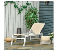 Outsunny tumbona de jardín de aluminio tumbona exterior con respaldo reclinable en 5 posiciones ruedas carga 120 kg para patio terraza 169x65x102 cm beige