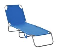 Outsunny Tumbona de Jardín Plegable con Respaldo Ajustable en 5 Posiciones Carga 120 kg para Terraza Piscina 187x55x24 cm Azul Aosom España
