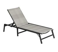 Outsunny Tumbona de Jardín Reclinable Plegable con Respaldo Ajustable y Marco de Acero Carga 150 kg para Patio Gris Claro