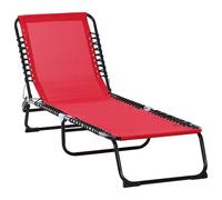Outsunny Tumbona de playa plegable con respaldo inclinable multi-posiciones de acero termoplástico cordones elásticos textilene Rojo Aosom España