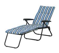 Outsunny Tumbona de playa plegable, tumbona reclinable en 6 posiciones de gran confort con colchón + reposabrazos de acero y poliéster multicolor