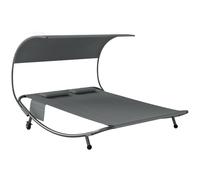 Outsunny Tumbona Doble con Ruedas máx. 240 kg Gris | Dosel removible, tumbona de jardín 2 plazas en Texteline, 2 cojines, bolsillos, marco de acero, para terraza piscina