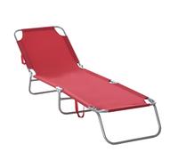 Outsunny Tumbona Jardín Exterior Plegable con Respaldo Ajustable en 5 Posiciones Carga 120 kg para Terraza 180x55x24 cm Burdeos