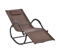 Outsunny Tumbona Mecedora de Exterior con Reposabrazos Reposacabezas y Efecto de Ratán para Jardín Terraza Patio Carga Máx. 160 kg 157x60x80 cm Marrón