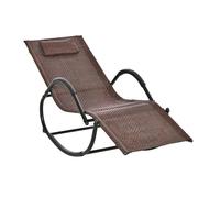 Outsunny Tumbona Mecedora con Reposabrazos Reposacabezas y Efecto de Ratán para Jardín Terraza Patio Carga Máx.160 kg 61x160x79cm Aosom España