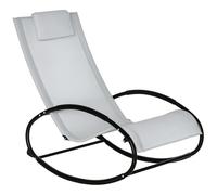 Outsunny Tumbona Piscina Mecedora Almohada Malla Fresca Gris | para tomar el sol, piscina playa porche, bronceado mecedora