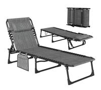 Outsunny Tumbona plegable baño de sol respaldo reclinable 5 niveles reposacabezas desmontable 189 x 58 x 30 cm gris Aosom España