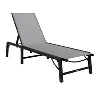 Outsunny Tumbona Plegable, Cama Ajustable de 5 Posiciones, Color Gris Claro