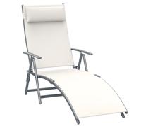 Outsunny Tumbona Plegable Tumbona de Jardín con Respaldo Ajustable en 7 Niveles Almohada y Reposabrazos Carga 165 kg para Piscina Terraza Camping