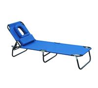 Outsunny Tumbona Plegable con Respaldo Ajustable en 4 Posiciones Tumbona de Jardín con Almohada Acero y Tela Oxford 190x56x28 cm Azul Aosom España