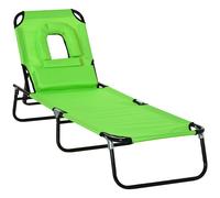 Outsunny Tumbona Plegable con Respaldo Regulable en 4 Posiciones Tumbona de Jardín con Almohada Marco de Acero y Tela Oxford para Camping Playa