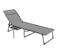 Outsunny Tumbona Plegable con Respaldo Ajustable Reposacabezas Bolsillo Lateral Bandeja y Estructura de Acero 190x60x31 cm Gris Aosom España