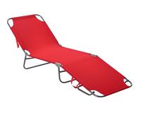 Outsunny Tumbona Plegable con Respaldo reclinable en 5 Posiciones, Tumbona de jardín con Estructura de Metal y Tejido Oxford, para Playa, Piscina y jardín, 187 x 55 x 24 cm, Rojo