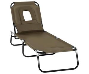 Outsunny Tumbona Plegable con Respaldo Regulable 190x56x28 cm Marrón