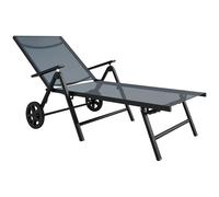 Outsunny Tumbona Plegable con Ruedas y 5 Niveles de Respaldo Ajustable, Tumbona de Jardín con Asiento de Textileno Transpirable 550g/m², para Playa, Piscina de Jardín, 72x158x84cm, Gris
