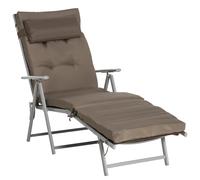 Outsunny Tumbona Plegable de Jardín con Respaldo Ajustable en 7 Posiciones Cojín Cuerpo Entero y Cabeza 137x63,5x100,5 cm Marrón