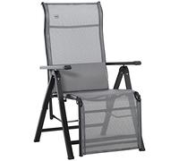 Outsunny Tumbona Plegable de Jardín, Tumbona Gravedad Cero con Respaldo Ajustable en 9 Posiciones, con Cojín, para Terraza, Piscina, Playa, Carga 150 kg, 70x65x111 cm, Gris