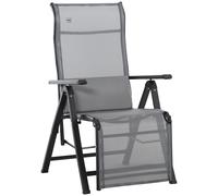 Outsunny Tumbona Plegable de Jardín Tumbona Gravedad Cero con Respaldo Ajustable en 9 Posiciones con Cojín 70x65x111 cm Gris