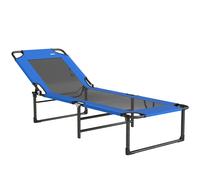 Outsunny Tumbona Plegable de Textilene con Respaldo Ajustable en 4 Posiciones Carga 120 kg 175x58x68 cm Azul Aosom España