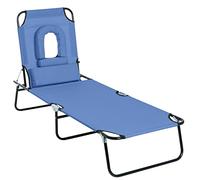 Outsunny - Tumbona plegable para tumbona, 4 posiciones, 3 cojines incluidos, color azul